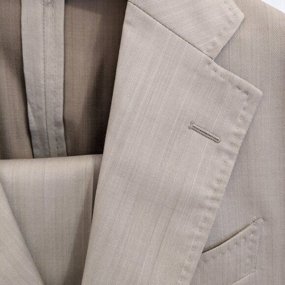 SuitSupply 3 Button Herringbone Silk and Linen Suit - Picture 3 of 8